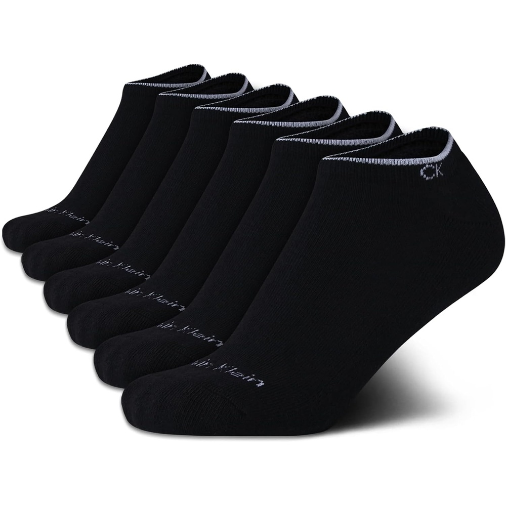image:imageCalvin Klein Womens No Show Socks 6 Pack Breathable Cotton Blend Athletic Performance Low Cut Running Socks for WomenBlack Cushion