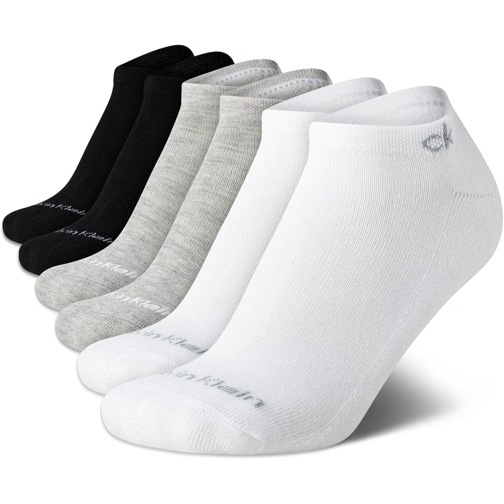 image:imageCalvin Klein Womens No Show Socks 6 Pack Breathable Cotton Blend Athletic Performance Low Cut Running Socks for WomenBlackWhiteGrey