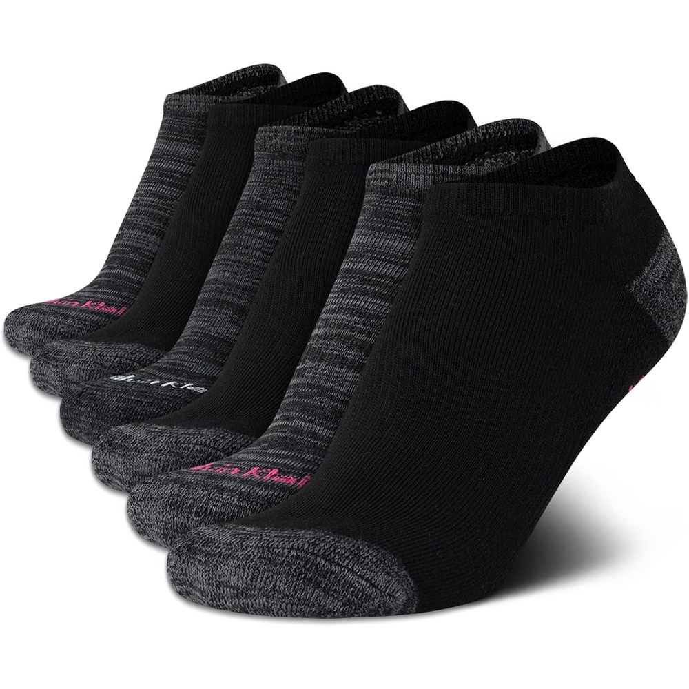 image:imageCalvin Klein Womens No Show Socks 6 Pack Breathable Cotton Blend Athletic Performance Low Cut Running Socks for WomenGrey Multi