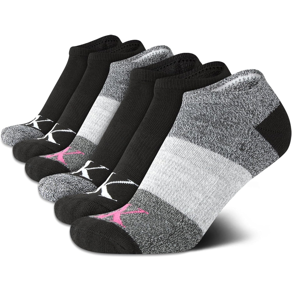 image:imageCalvin Klein Womens No Show Socks 6 Pack Breathable Cotton Blend Athletic Performance Low Cut Running Socks for WomenGreyBlack Logo