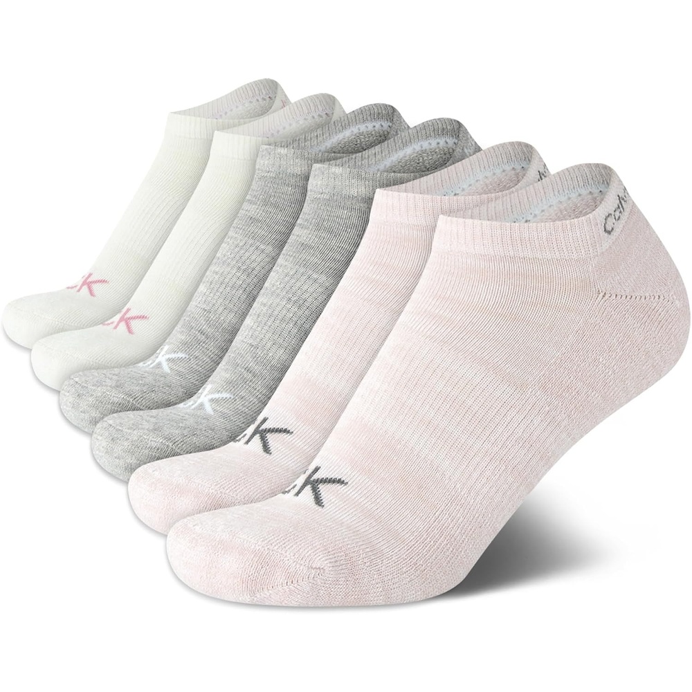 image:imageCalvin Klein Womens No Show Socks 6 Pack Breathable Cotton Blend Athletic Performance Low Cut Running Socks for WomenPinkGrey
