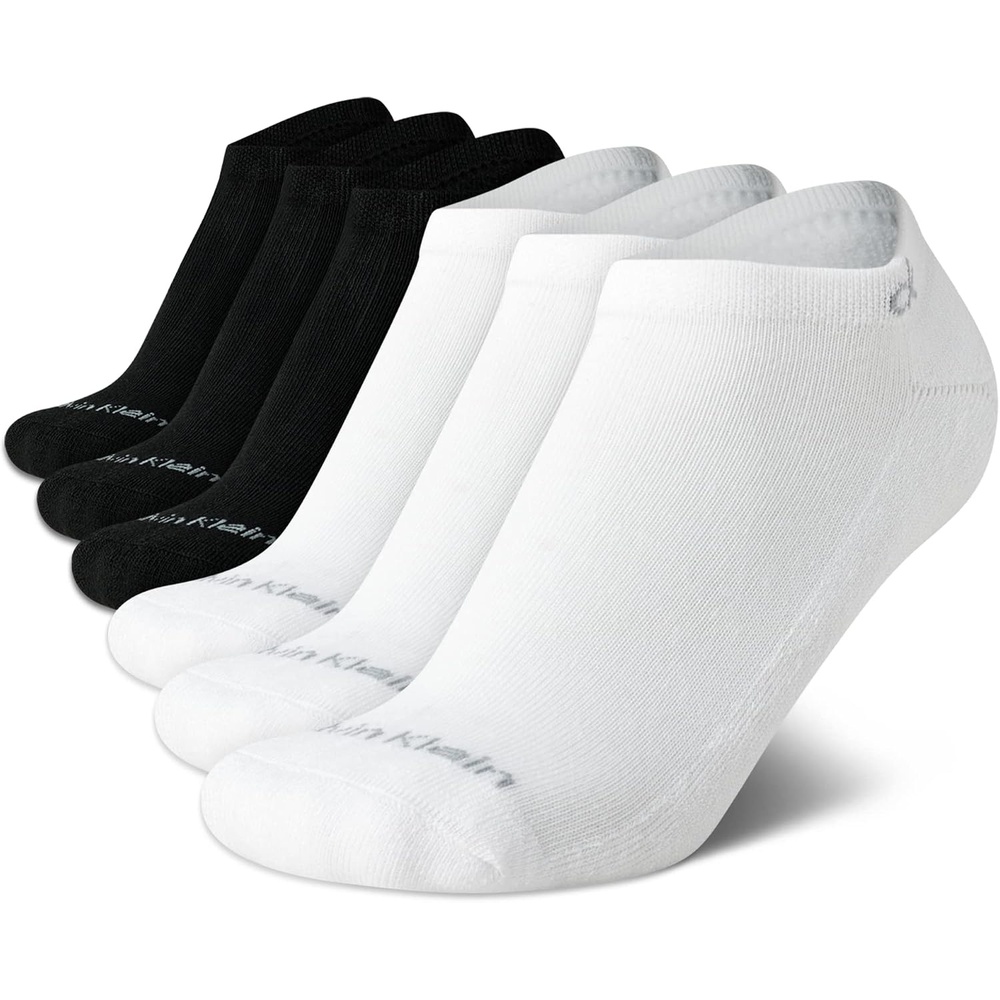 image:imageCalvin Klein Womens No Show Socks 6 Pack Breathable Cotton Blend Athletic Performance Low Cut Running Socks for WomenWhiteBlack