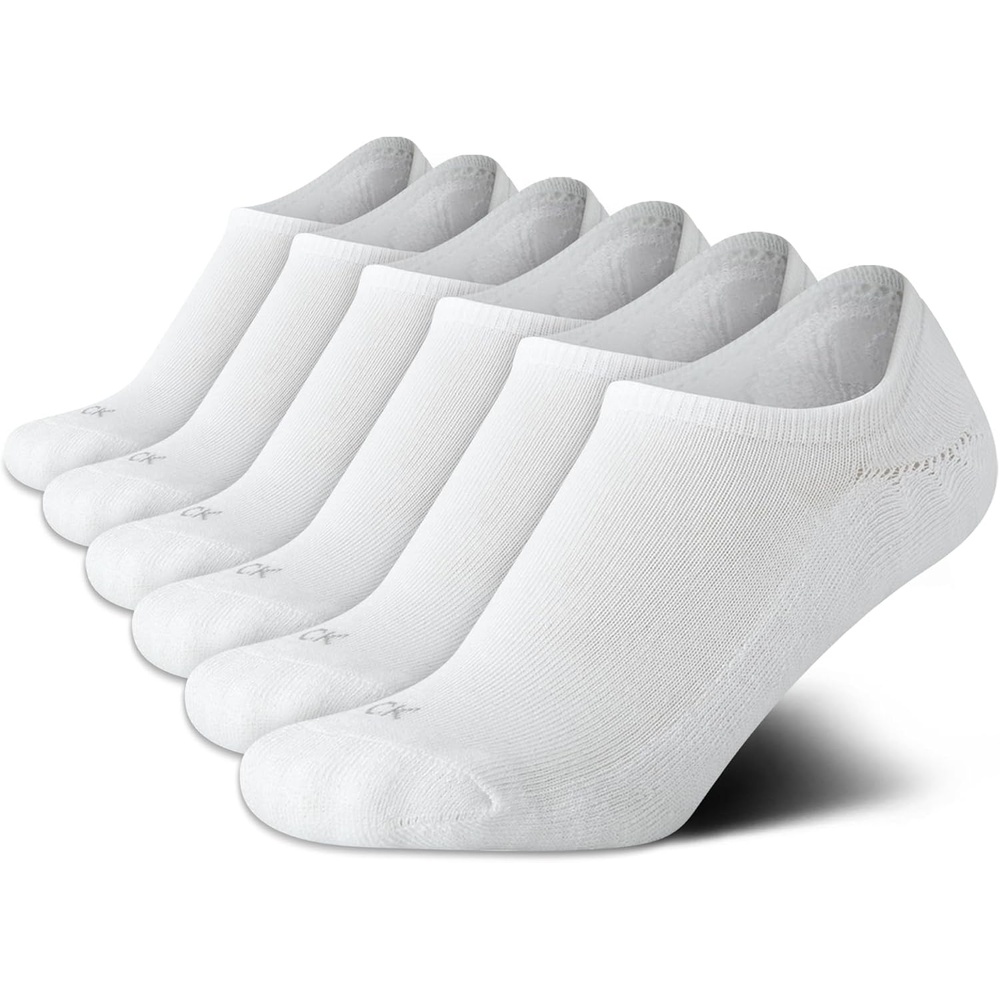 image:imageCalvin Klein Womens No Show Socks  6 Pack Lightweight Cotton Blend Invisible No Slip Sneaker Liners Athletic Socks for WomenAll White
