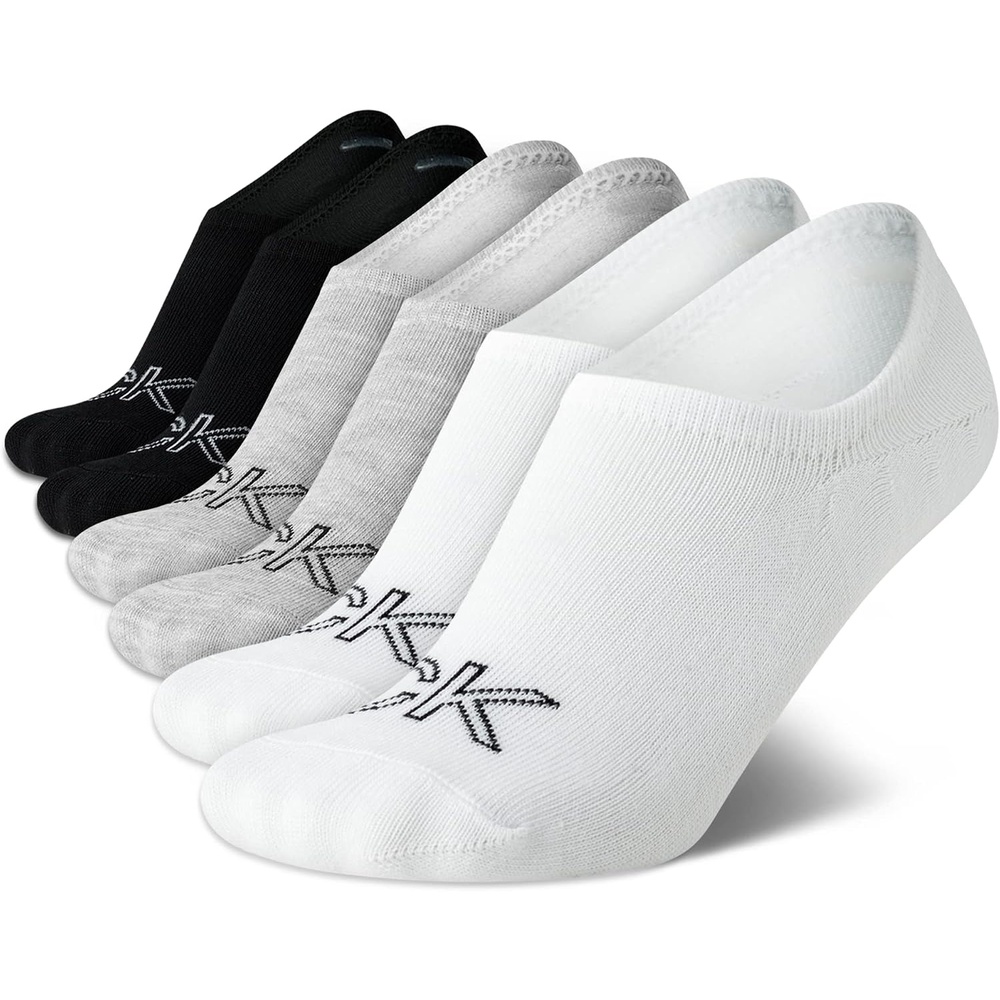 image:imageCalvin Klein Womens No Show Socks  6 Pack Lightweight Cotton Blend Invisible No Slip Sneaker Liners Athletic Socks for WomenGreyWhiteBlack