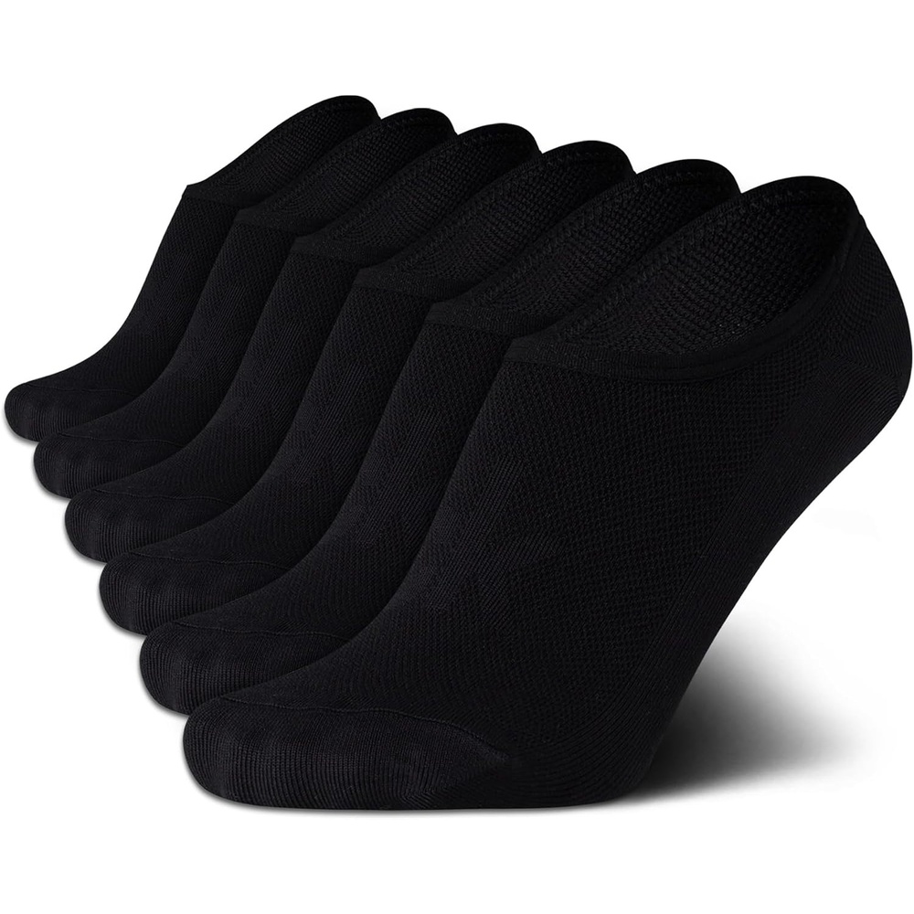 image:imageCalvin Klein Womens No Show Socks  6 Pack Non Slip Heel Lightweight Cotton Blend Invisible Liner Socks for WomenAll Black