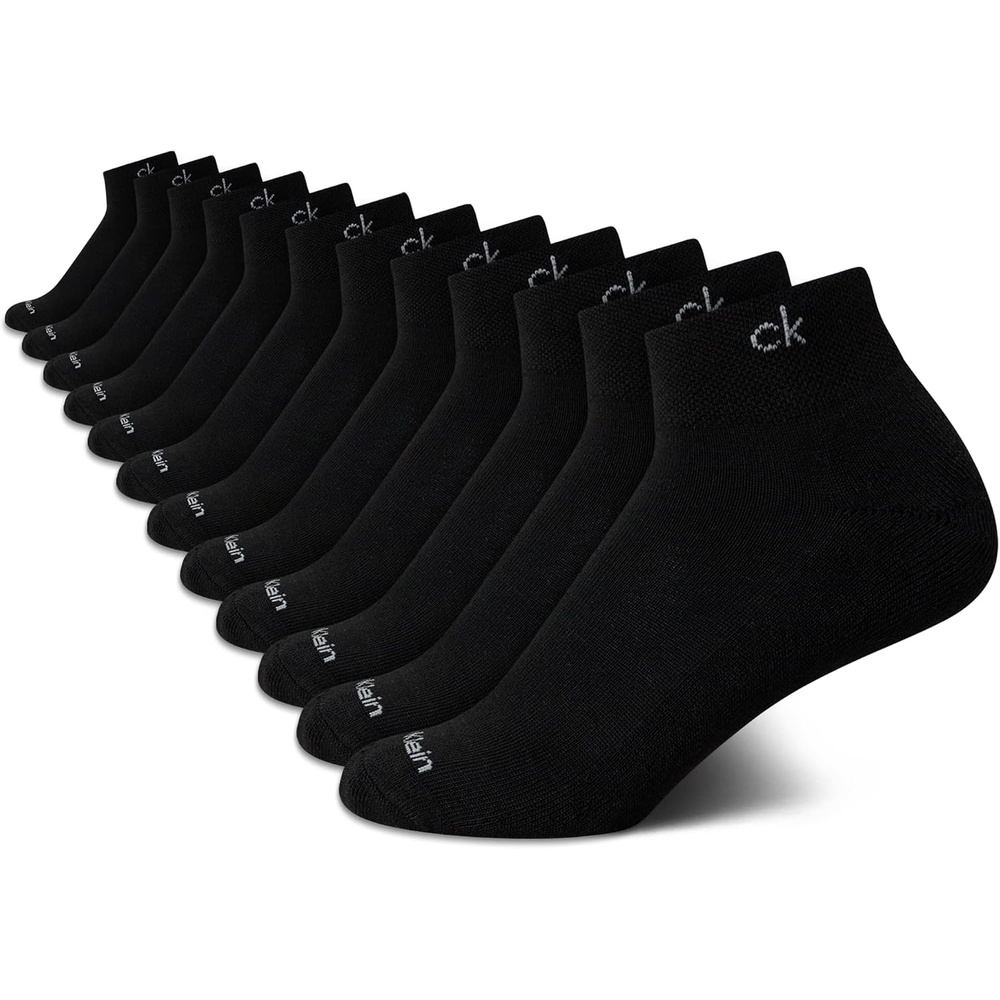image:imageCalvin Klein Womens Quarter Socks  12 Pack Breathable Cushioned Athletic Ankle Socks for Women for Running and WorkoutBlack