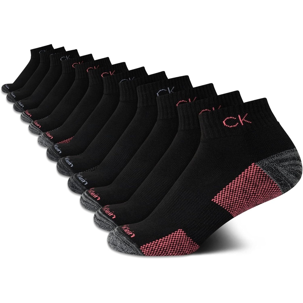 image:imageCalvin Klein Womens Quarter Socks 12 Pack Breathable Cushioned Athletic Ankle Socks for Women for Running and WorkoutBlack Ck