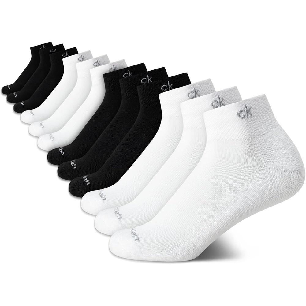 image:imageCalvin Klein Womens Quarter Socks 12 Pack Breathable Cushioned Athletic Ankle Socks for Women for Running and WorkoutBlackWhite