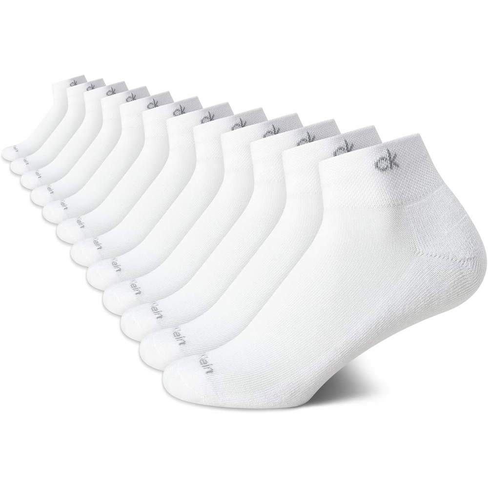 image:imageCalvin Klein Womens Quarter Socks 12 Pack Breathable Cushioned Athletic Ankle Socks for Women for Running and WorkoutWhite