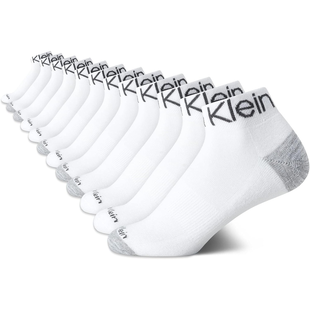image:imageCalvin Klein Womens Quarter Socks 12 Pack Breathable Cushioned Athletic Ankle Socks for Women for Running and WorkoutWhite Assorted