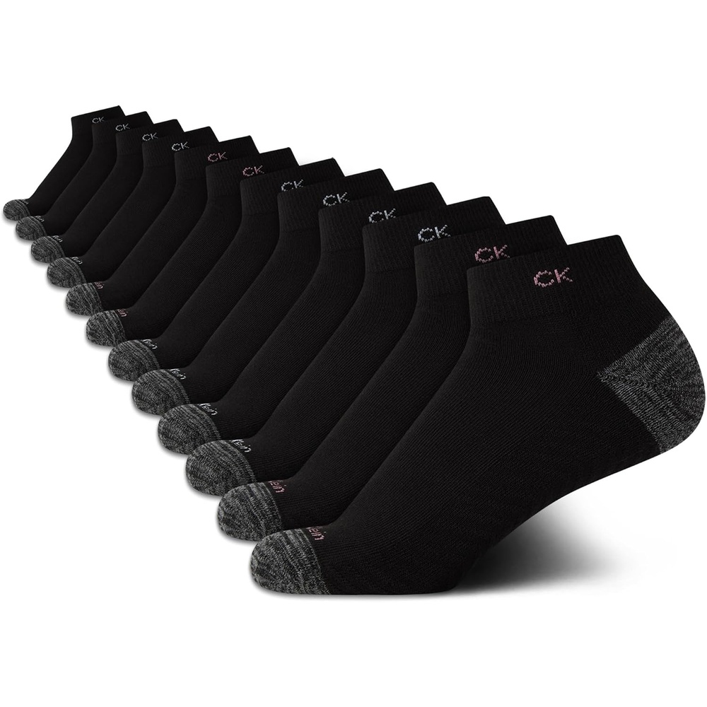image:imageCalvin Klein Womens Quarter Socks 12 Pack Soft Cushioned Athletic Ankle Socks for Women for Running and WorkoutBlack Multi