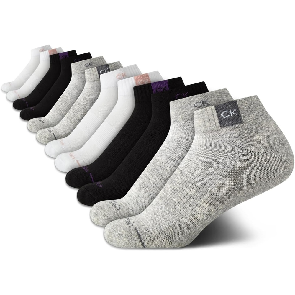 image:imageCalvin Klein Womens Quarter Socks 12 Pack Soft Cushioned Athletic Ankle Socks for Women for Running and WorkoutGrey Multi