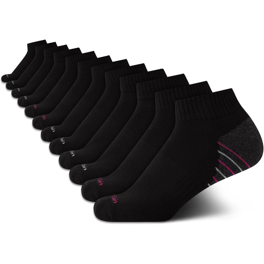 image:imageCalvin Klein Womens Quarter Socks 12 Pack Soft Cushioned Athletic Performance Quarter Length Ankle Socks for WomenBlack Stripe