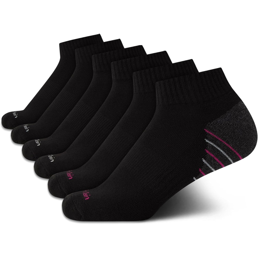 image:imageCalvin Klein Womens Quarter Socks 6 Pack Cushioned Athletic Ankle Socks for Women Womens Sports Socks Size 410Black Stripe