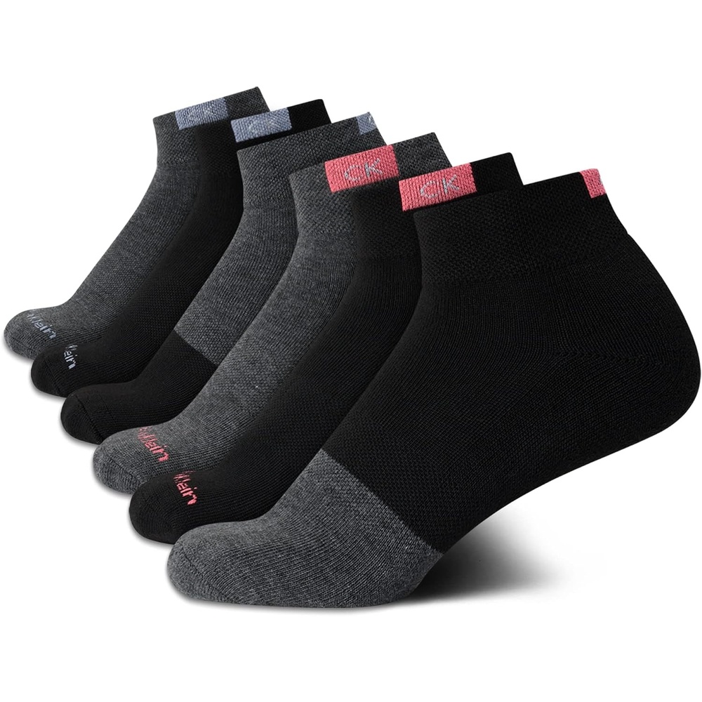 image:imageCalvin Klein Womens Quarter Socks 6 Pack Cushioned Athletic Ankle Socks for Women Womens Sports Socks Size 410BlackGrey