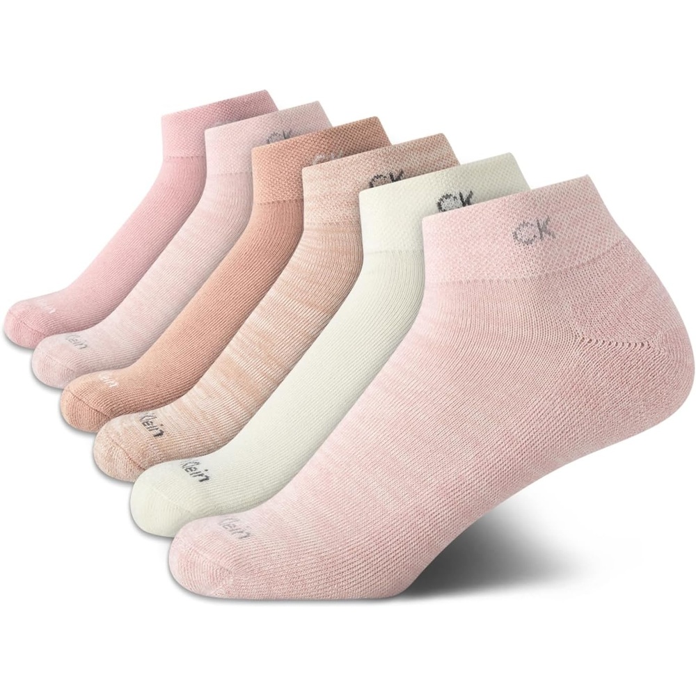 image:imageCalvin Klein Womens Quarter Socks 6 Pack Cushioned Athletic Ankle Socks for Women Womens Sports Socks Size 410Pink Assorted