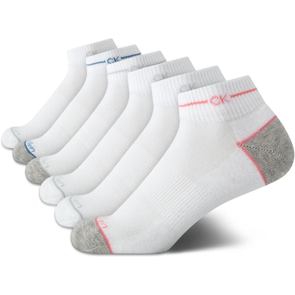 image:imageCalvin Klein Womens Quarter Socks 6 Pack Cushioned Athletic Ankle Socks for Women Womens Sports Socks Size 410White Grey
