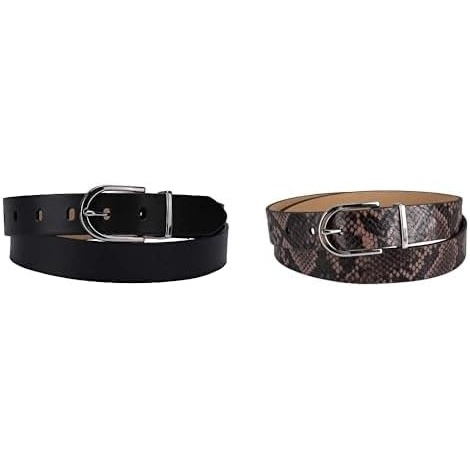image:imageCalvin Klein Womens Round Buckle Fashion Statement Casual Belt for Jeans TrousersBlack  Snake Print