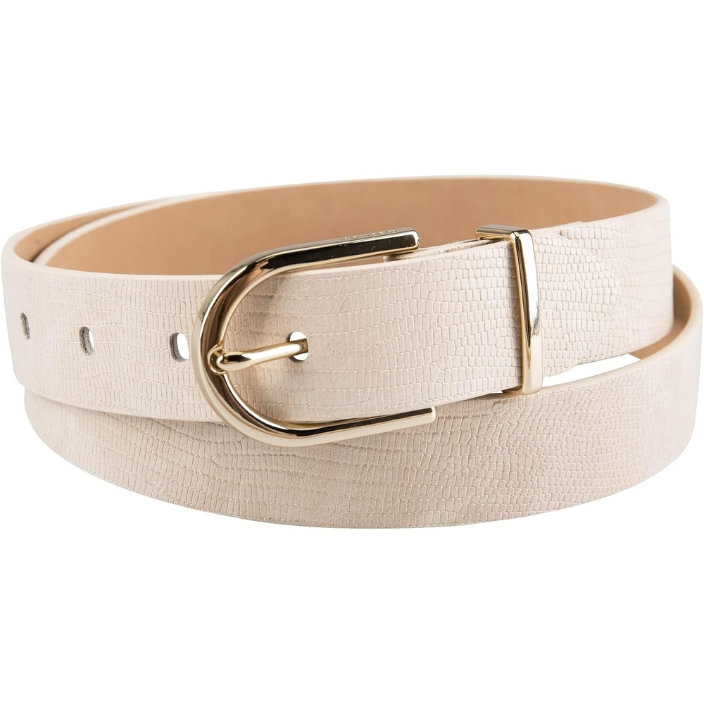 image:imageCalvin Klein Womens Round Buckle Fashion Statement Casual Belt for Jeans TrousersNatural Casual