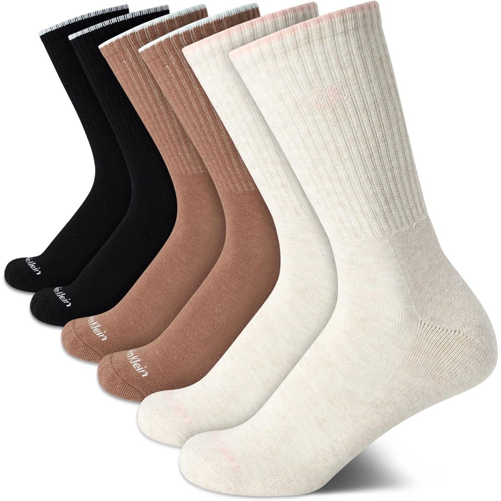 image:imageCalvin Klein Womens Socks Cushion Athletic Crew Socks 6 PackOatmeal Heather Assorted