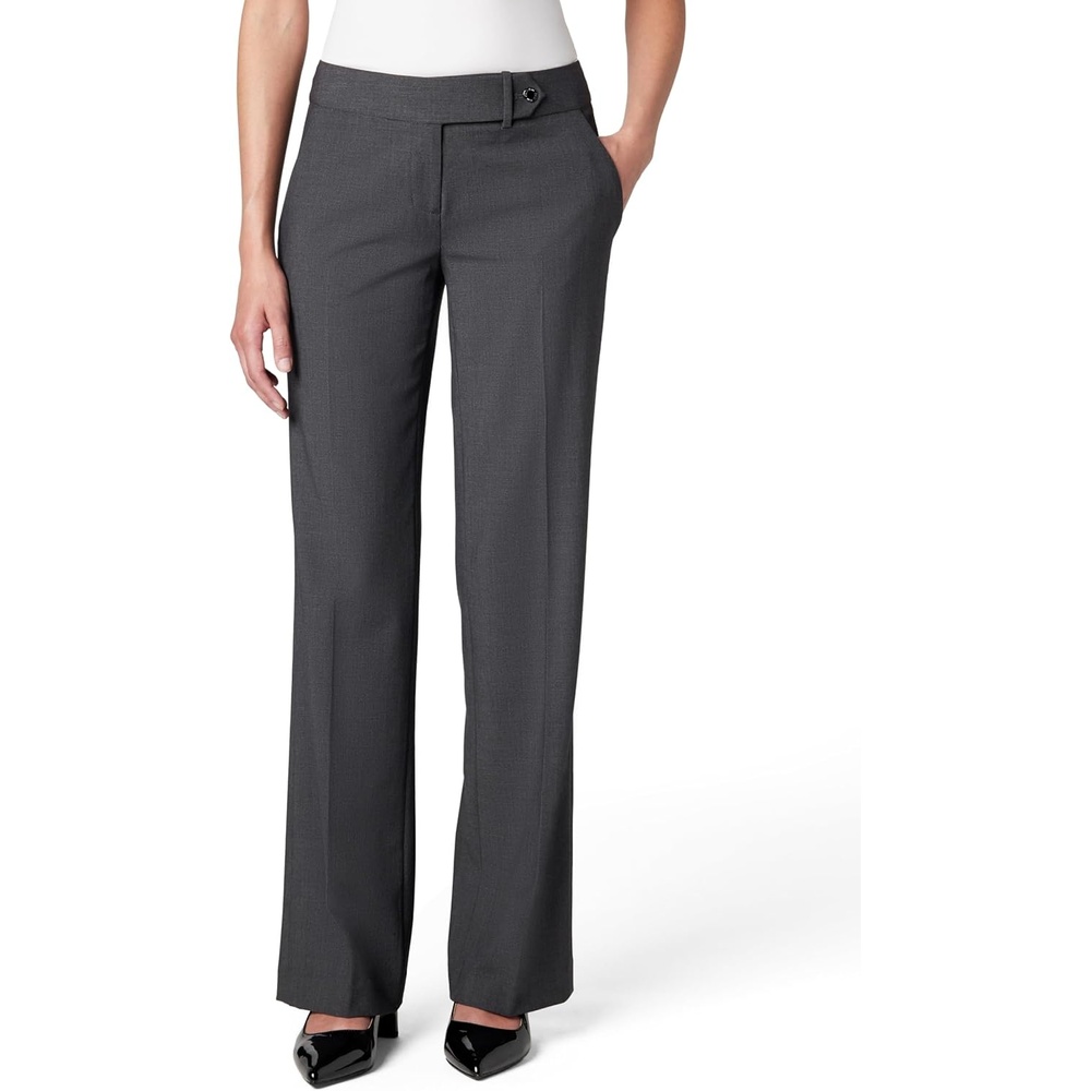 image:imageCalvin Klein Womens Straight Leg Lux Business Pant Standard amp PetiteCharcoal