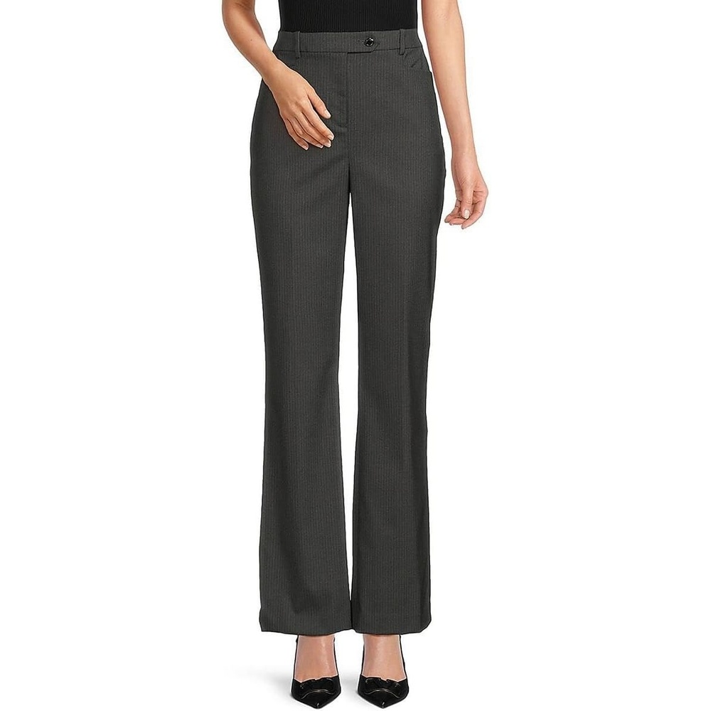 image:imageCalvin Klein Womens Straight Leg Lux Business Pant Standard amp PetiteDark Charcoal