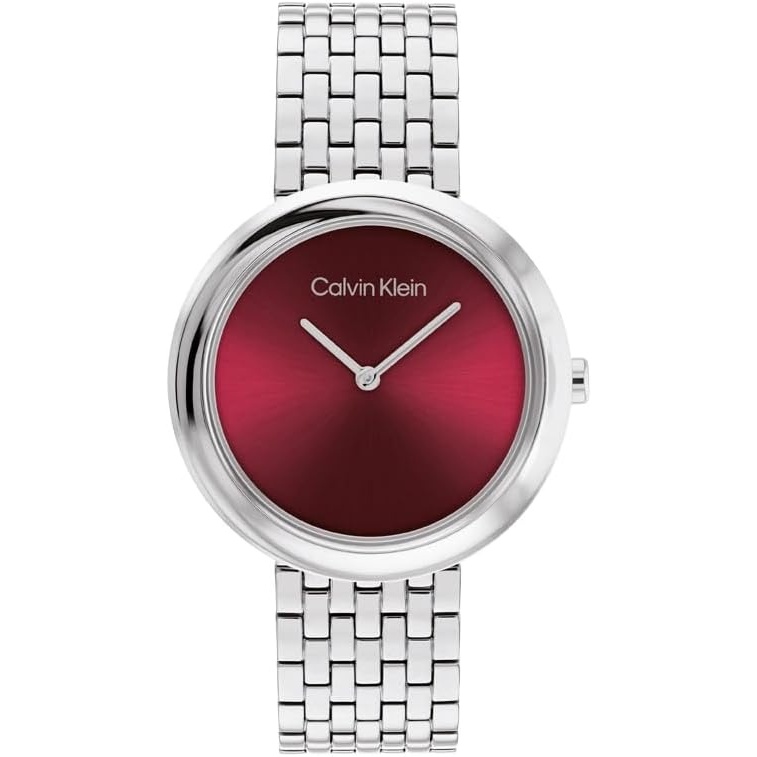 image:imageCalvin Klein Womens Twisted Bezel 34mm 2H Quartz Watch Stainless Steel Bracelet Water Resistance 30 Meters Minimalistic Style Premium Fashion Gift for HerRed
