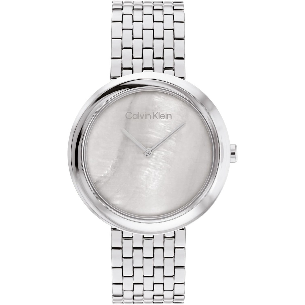 image:imageCalvin Klein Womens Twisted Bezel 34mm 2H Quartz Watch Stainless Steel Bracelet Water Resistance 30 Meters Minimalistic Style Premium Fashion Gift for HerGrey Mother of Pearl