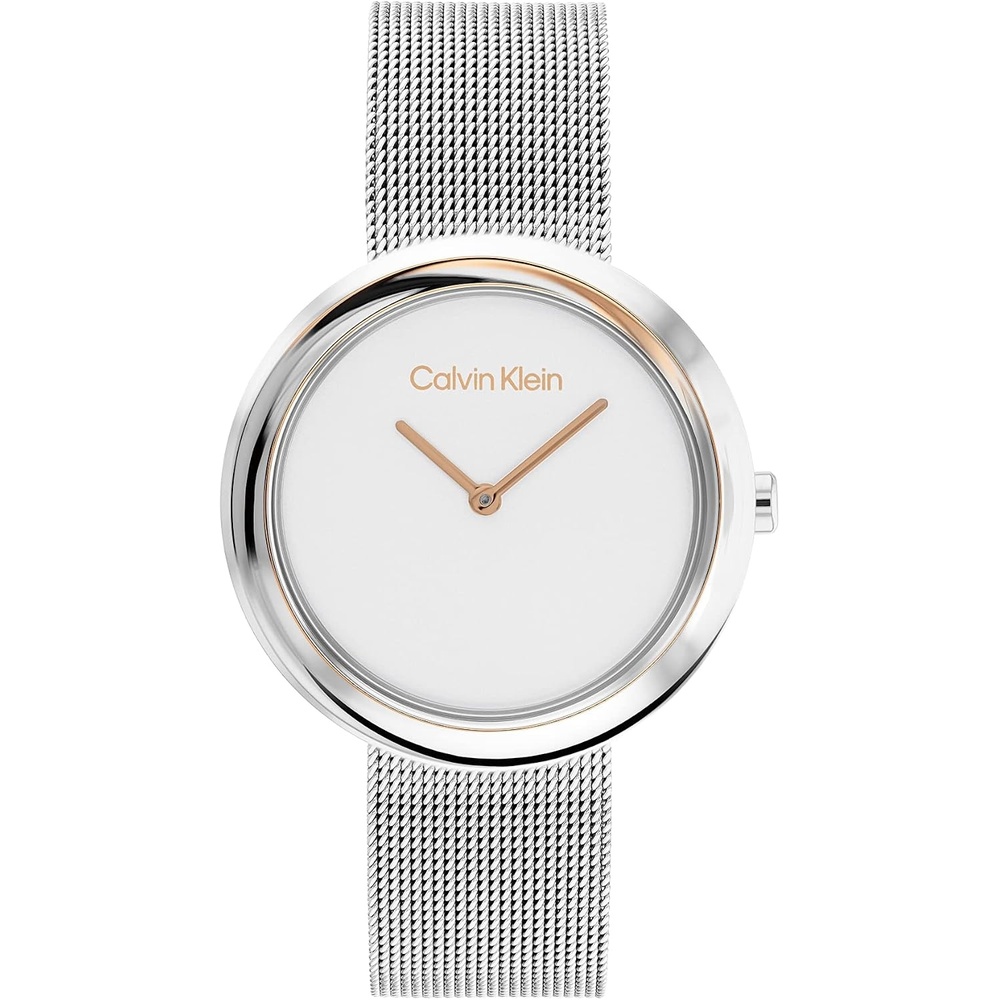 image:imageCalvin Klein Womens Twisted Bezel 34mm 2H Quartz Watch Stainless Steel Bracelet Water Resistance 30 Meters Minimalistic Style Premium Fashion Gift for HerSilver