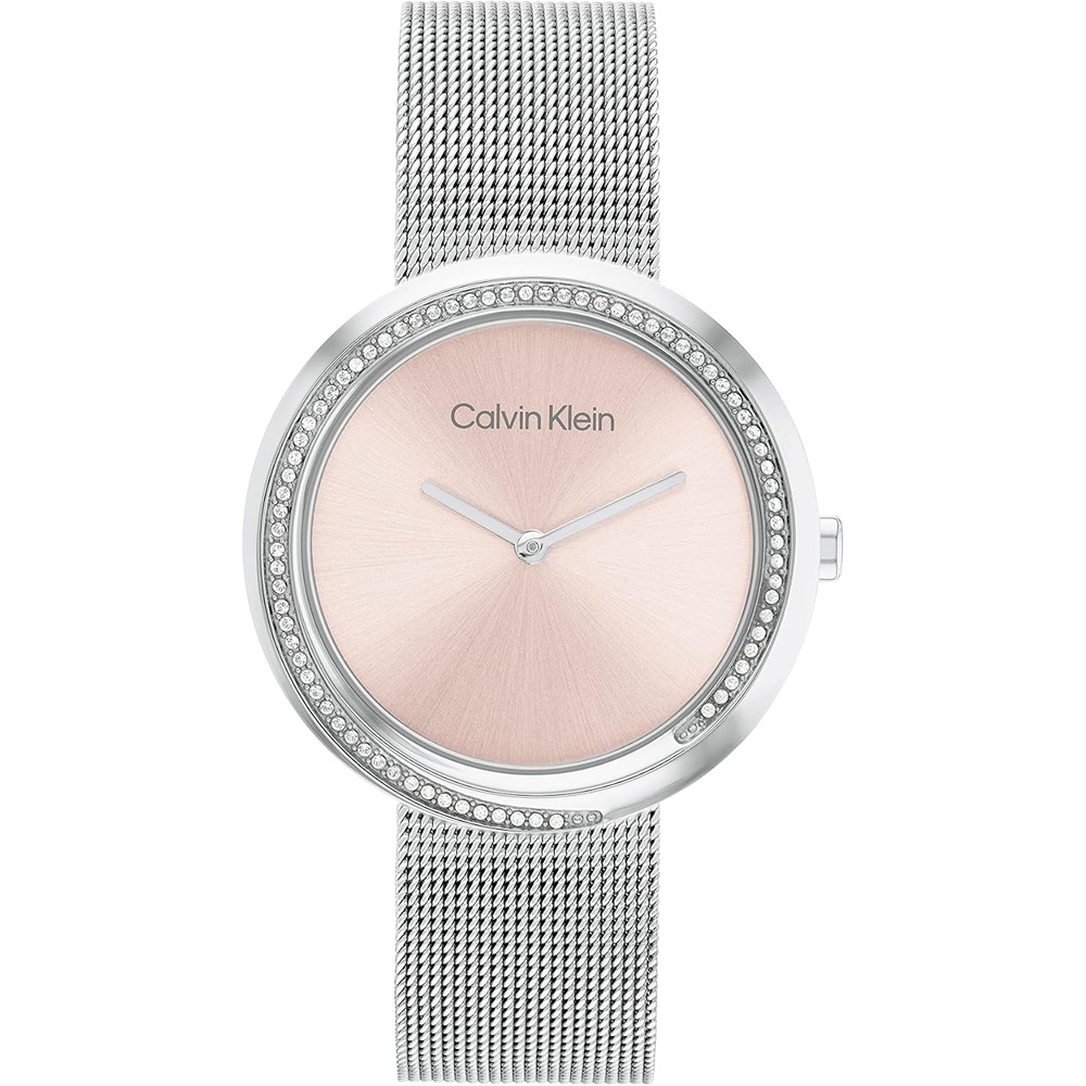 image:imageCalvin Klein Womens Twisted Bezel 34mm 2H Quartz Watch Stainless Steel Bracelet Water Resistance 30 Meters Minimalistic Style Premium Fashion Gift for HerPink Silver