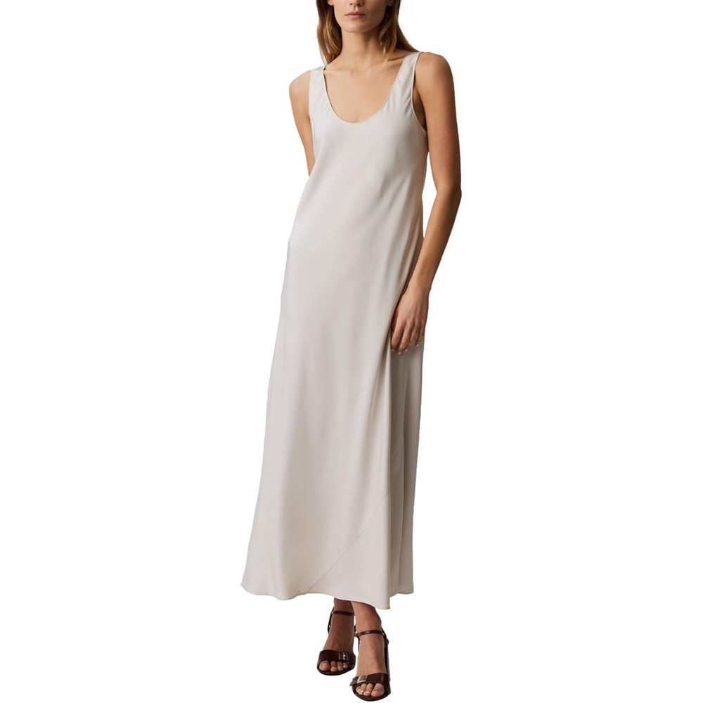 image:imageCalvin Klein Womens Viscose Twill Midi Slip DressOatmeal