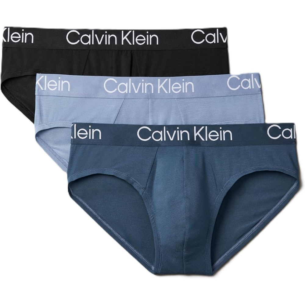 image:imageCalvin Klein mens Ultra Soft Modern Modal Hip BriefBlack  Troposphere  Hemisphere Blue