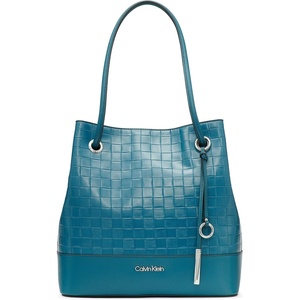 Calvin Klein Gabrianna Bubble Lamb North/South Key Item Tote(Aegean Blue Woven)