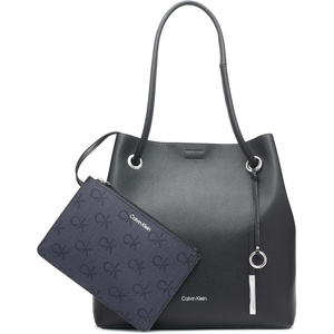Calvin Klein Gabrianna Bubble Lamb North/South Key Item Tote(Black/Silver 1)