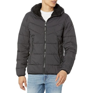 Calvin Klein Men’s Heavyweight Short Puffer(Hooded Stretch Iron)
