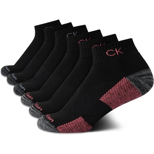 Calvin Klein Quarter Socks for Women – 6 Pack Cushioned Ankle Socks – Quarter Cut, Breathable, Lightweight, Athletic Design(Black Ck)