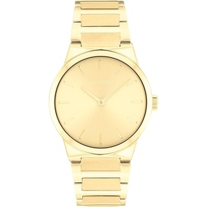 Calvin Klein Women’s CK Linear Elegance – 32mm 2H Quartz Slim Watch – Stainless Steel Bracelet – Premium Fashion Timepiece for All Occasions – Gift for Her(Gold Plated)