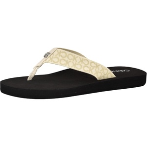 Calvin Klein Women’s Caluha Flip Flop(Ivory Logo 150)