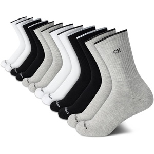 Calvin Klein Women’s Cushion Athletic Crew Socks (12-Pack)(Black/White/Grey)