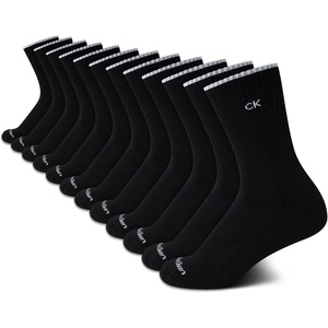 Calvin Klein Women’s Cushion Athletic Crew Socks (12-Pack)(Pure Black)