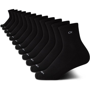 Calvin Klein Womens High Quarter Socks – 12 Pack Terry Cushion Breathable Athletic Crew Socks for Women (Shoe Size: 4-10)(Black)