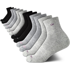 Calvin Klein Womens High Quarter Socks – 12 Pack Terry Cushion Breathable Athletic Crew Socks for Women (Shoe Size: 4-10)(Grey Assorted)