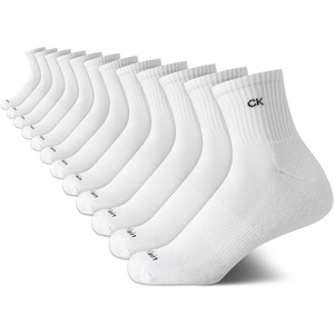 Calvin Klein Womens High Quarter Socks – 12 Pack Terry Cushion Breathable Athletic Crew Socks for Women (Shoe Size: 4-10)(White)