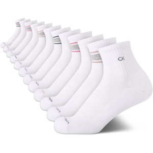Calvin Klein Womens High Quarter Socks – 12 Pack Terry Cushion Breathable Athletic Crew Socks for Women (Shoe Size: 4-10)(White Assorted)