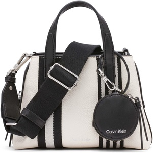 Calvin Klein Women’s Millie 2 in 1 Triple Compartment Mini Satchel Crossbody(Cherub White/Black)