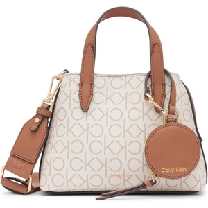 Calvin Klein Women’s Millie 2 in 1 Triple Compartment Mini Satchel Crossbody(Vanilla/Khaki/Caramel)