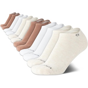 Calvin Klein Womens No Show Socks – 12 Pack Breathable Lightweight Athletic Low Cut Running Socks for Women(Beige)