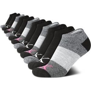 Calvin Klein Womens No Show Socks – 12 Pack Breathable Lightweight Athletic Low Cut Running Socks for Women(Grey/Black Logo)