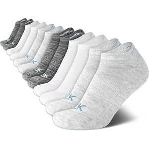 Calvin Klein Womens No Show Socks – 12 Pack Breathable Lightweight Athletic Low Cut Running Socks for Women(White/Grey)