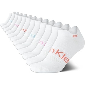 Calvin Klein Womens No Show Socks – 12 Pack Lightweight Cushioned Athletic Tab Low Cut Running Socks for Women(White Tab)